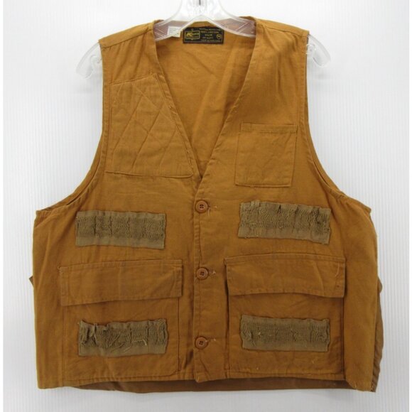 VINTAGE Kmart Vest Medium Duck Canvas Hunting Fishing Utility 70s * - Picture 1 of 11